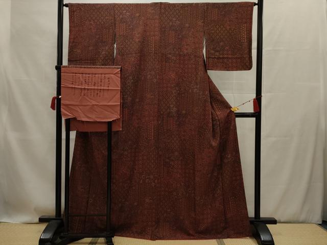 平和屋着物■上質な小紋 和更紗手ぼかし 金彩 反端付き 正絹 逸品 AAAU7642ru