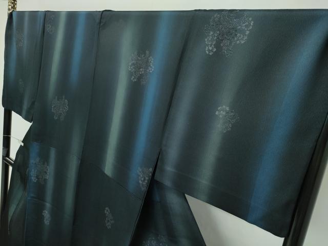 平和屋本店■極上　男性　前田仁仙　仁仙更紗　小紋　単衣　キングサイズ　草花文　暈し染め　銀通し地　逸品　CZAA2597s5