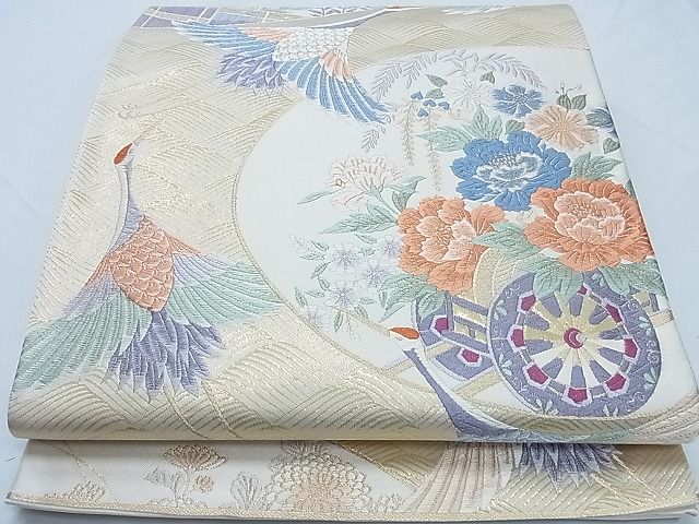 平和屋着物■六通柄袋帯　唐織　瑞典花苑文　金銀糸　正絹　逸品　B-fw592