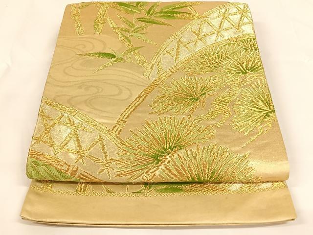 平和屋着物◎六通柄袋帯 唐織 籬松文 金糸 正絹 逸品 AAAO9008ey