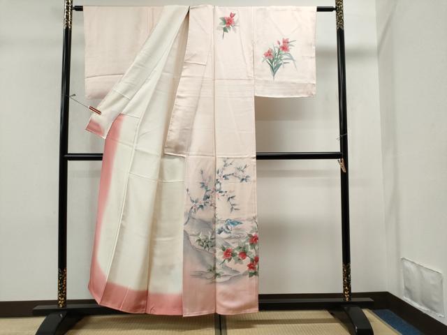 平和屋着物■訪問着　流水鴛鴦枝花文　暈し染め　正絹　逸品　未使用　CAAP3823yc