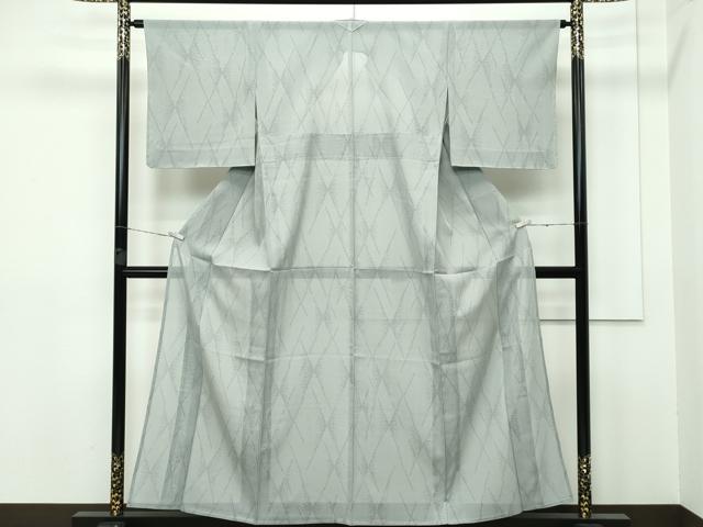 Summer Wear - 平和屋本店＊極上　夏物　結城紬　夏結城　80亀甲　菱　鼠色地　逸品　CZAA2665s5