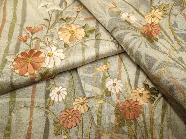 平和屋着物■訪問着　刺繍　草花文　暈し染め　金彩　正絹　逸品　DABD6047du