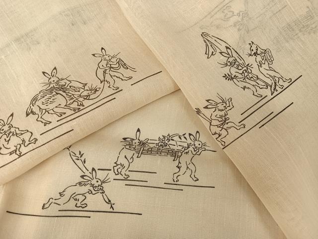 Rakuten - 平和屋着物＊夏物　小紋　紗紬　鳥獣戯画　正絹　逸品　AABA2496np
