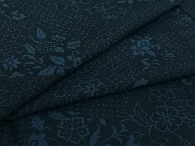 平和屋着物▽小紋　単衣　切嵌花文　洗える着物　AABI2081jh