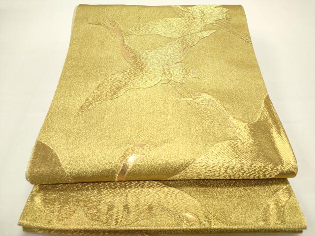 平和屋着物◎佐賀錦　六通柄袋帯　飛鶴　金糸　正絹　逸品　DAAZ5759ea
