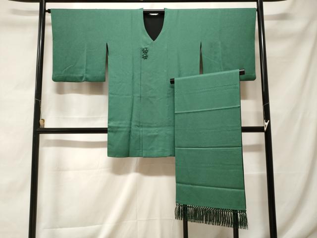 Uramono - 平和屋着物＃道行コート　リバーシブル　黒地　ショール付き　ロング丈　正絹　逸品　CABF3953ev