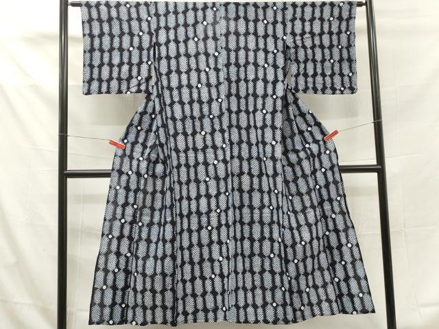 平和屋着物∴夏物　浴衣　有松鳴海絞り　抽象文様　綿　逸品　DAAS8566cd