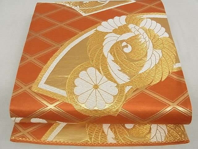 平和屋着物■六通柄袋帯 地紙鳳凰花文 金糸 逸品 ga2305