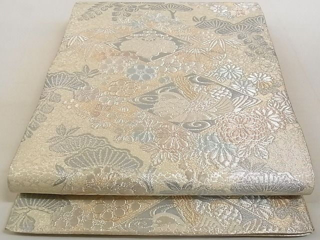 平和屋着物◎六通柄袋帯 吉祥鴛鴦花蝶文 金銀糸 正絹 逸品 AAAF5004Ajz