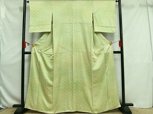 平和屋着物■上質な色無地 青海波地紋 若芽色 正絹 逸品 AAAT2716jh 平和屋着物■上質な色無地 青海波地紋 若芽色 正絹 逸品 AAAT2716jh