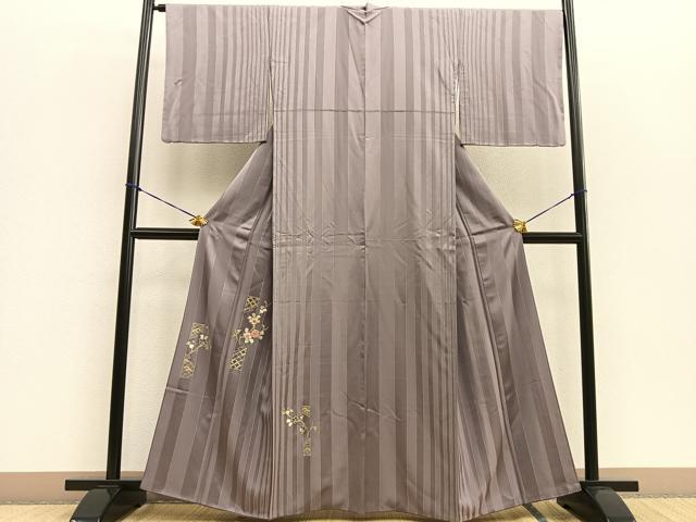 平和屋着物■訪問着 刺繍 短冊花文 銀通し地 正絹 逸品 BAAR7446fw