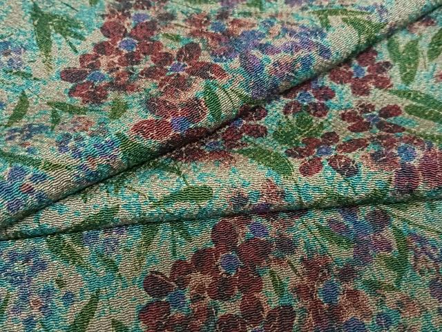 平和屋着物●上質な小紋　草花文　鬼しぼ縮緬　ますいわ屋扱い　正絹　逸品　AABC5129zg