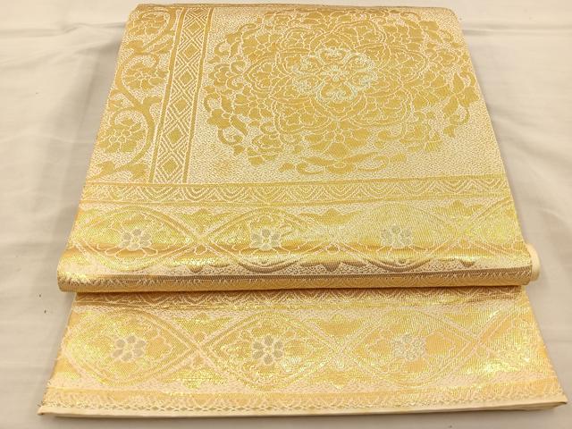 平和屋着物◎六通柄袋帯　宝相華　金糸　正絹　逸品　BAAT3887xa