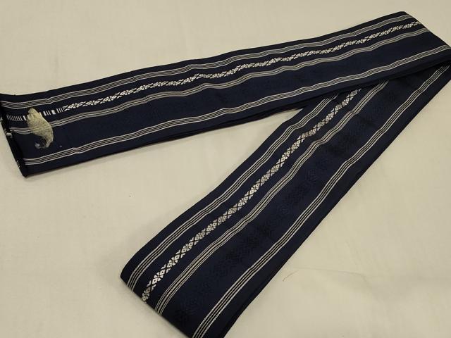 平和屋着物◎男性　本場筑前博多織　角帯　献上　正絹　逸品　CABB8305in