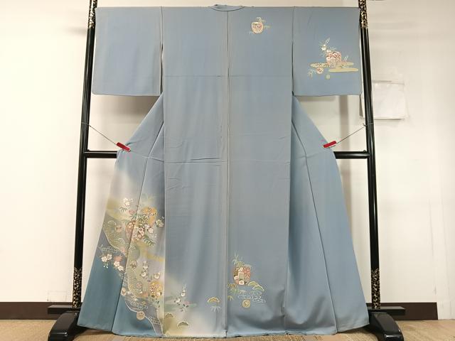 平和屋着物●訪問着　道長御所車花文　暈し染め　金彩　正絹　逸品　CABC9859vp