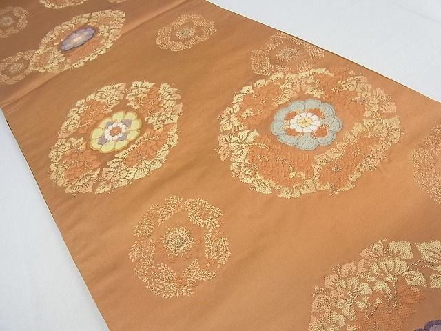 平和屋の平和屋着物■六通柄袋帯 唐織 花丸文 金糸 逸品 wb6481｜アングル3