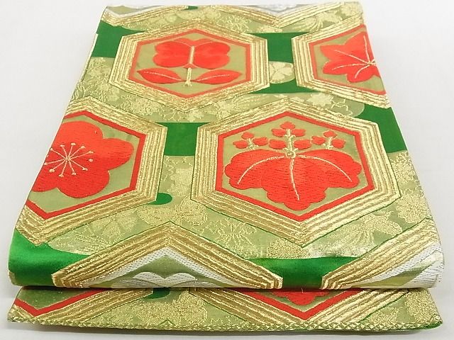 平和屋着物◎六通柄袋帯 唐織 桐亀甲文 金銀糸 正絹 逸品 AAAG7907Ajz