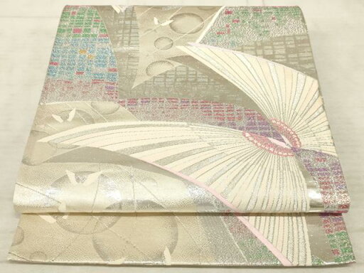 平和屋着物◎六通柄袋帯 唐織 舞蝶文 銀糸 正絹 逸品 AAAO5686sx 平和屋着物◎六通柄袋帯 唐織 舞蝶文 銀糸 正絹 逸品 AAAO5686sx