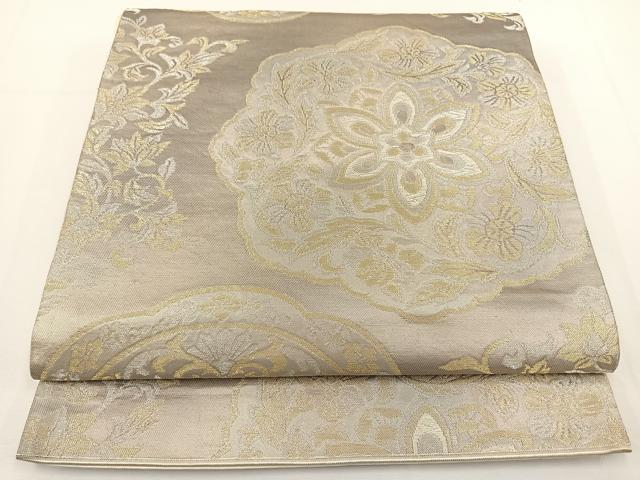 平和屋着物◎六通柄袋帯　唐織　更紗花文　引箔　正絹　逸品　BAAT0551yt