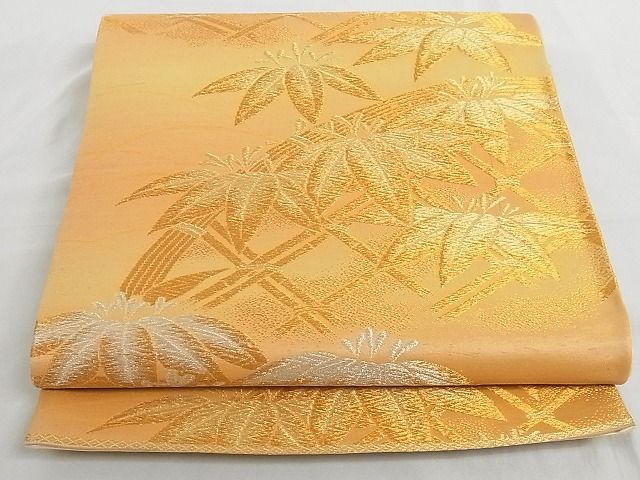 平和屋着物◎六通柄袋帯 笹籬文 金銀糸 正絹 逸品 AAAE5983Bey