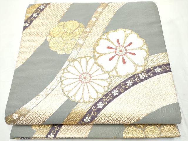 平和屋着物●六通柄袋帯　舞花文　金糸　正絹　逸品　CABF5337hy