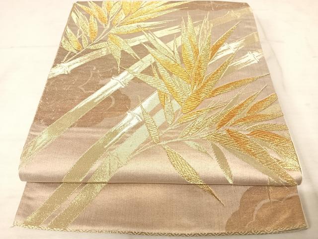 平和屋着物◎六通柄袋帯　唐織　笹竹文　金銀糸　正絹　逸品　AAAU2993yx