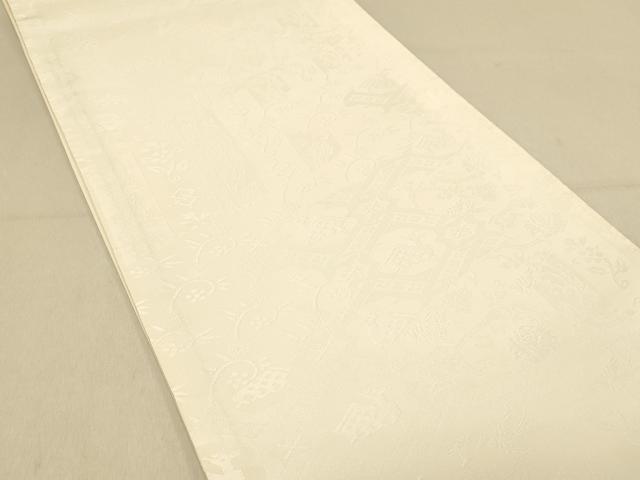 平和屋着物◎全通柄袋帯　名物裂　有栖川　笹蔓　鳥の子色　正絹　逸品　DAAY4356jm