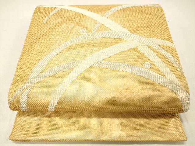 平和屋着物＊夏物　太鼓柄袋帯　露草文　銀糸　正絹　逸品　DABC8578cm