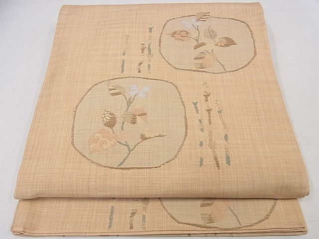 平和屋着物◎六通柄袋帯 成り物 柿 つくし 正絹 逸品 AAAF6899Asg