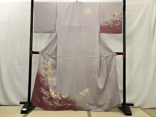 平和屋着物■訪問着 流水扇面花文 暈し染め 金彩 正絹 逸品 AAAU7465sw 平和屋着物■訪問着 流水扇面花文 暈し染め 金彩 正絹 逸品 AAAU7465sw