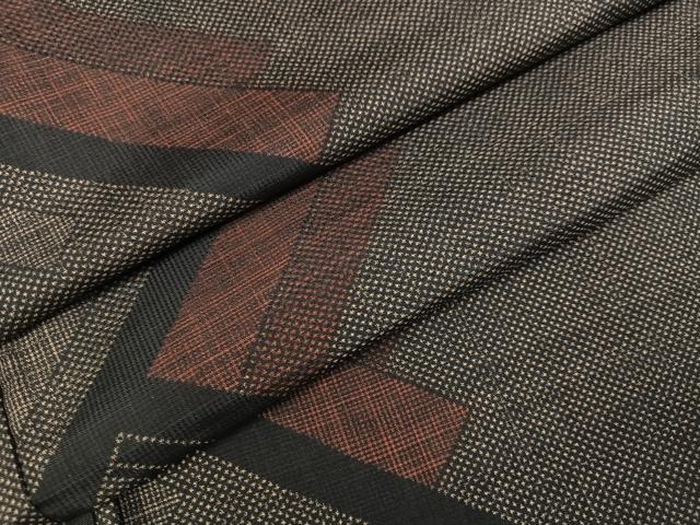 Full-Length Under-Kimono - 平和屋着物●本場大島紬　一元絣　幾何学文様　正絹　逸品　AABA4287ph
