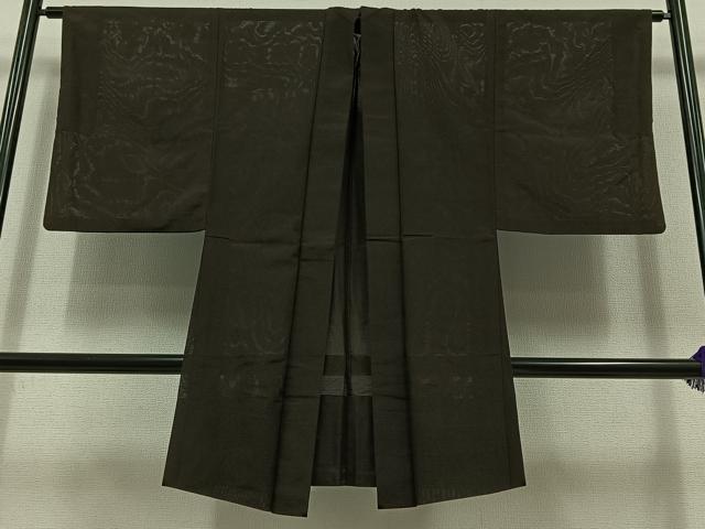 平和屋着物▽男性　長羽織　スリーシーズン　春夏秋　塵除け　憲法黒茶色　正絹　逸品　AABB8004jh