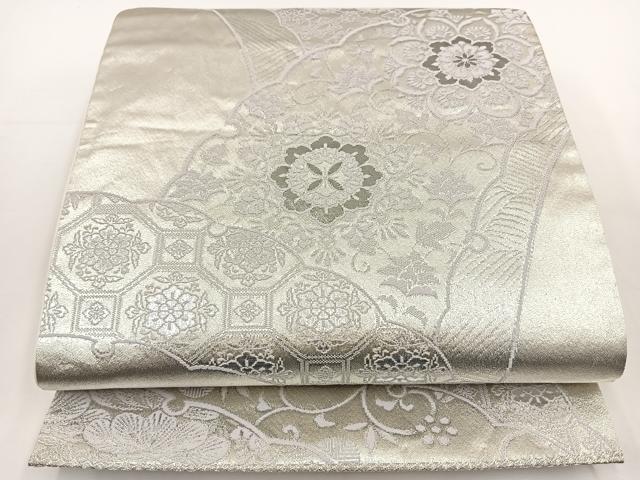 Rakuten - 平和屋着物◎六通柄袋帯 唐織 雪輪花文 銀糸 正絹 逸品 BAAT0559yt