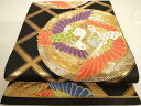 平和屋着物◎六通柄袋帯 唐織 向かい鳳凰文 黒地 金銀糸 正絹 逸品 AAAU8883dt