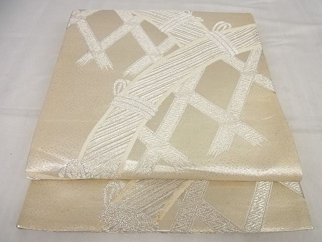 平和屋着物◎六通柄袋帯 唐織 籬文 銀糸 正絹 逸品 AAAF3541Bgw