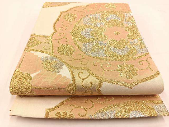 平和屋着物◎六通柄袋帯　正倉院花文　金銀糸　正絹　逸品　BAAV7465yc