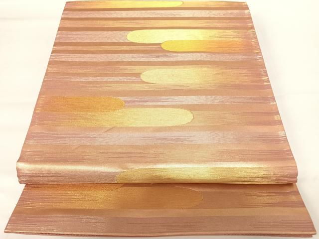 平和屋着物◎六通柄袋帯　雲隠れ文　金糸　正絹　逸品　AABA8988yx