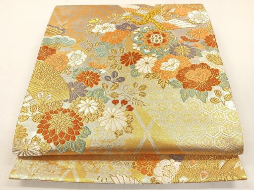 平和屋着物◎六通柄袋帯 唐織 孔雀花文 金銀糸 正絹 逸品 CAAL2622ua 平和屋着物◎六通柄袋帯 唐織 孔雀花文 金銀糸 正絹 逸品 CAAL2622ua