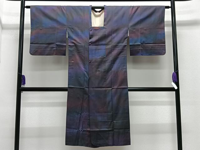 平和屋着物＃道行コート　雨コート　霞文　暈し染め　ロング丈　正絹　逸品　CABE5199ua