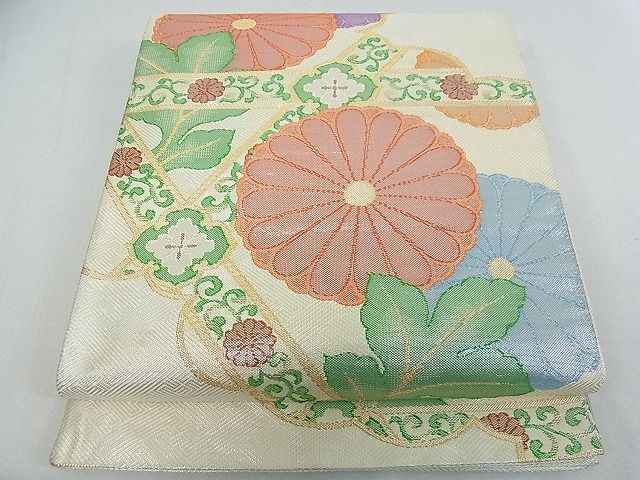 平和屋着物■西陣　佐賀錦　六通柄袋帯　菊文　金糸　逸品　ox2998
