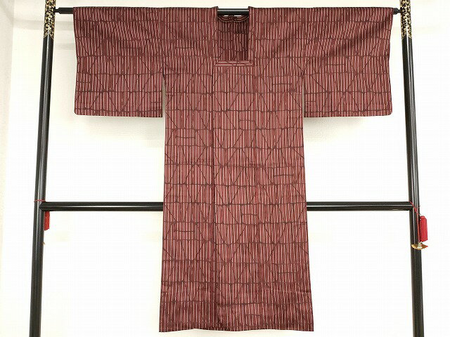 平和屋着物■道行コート 雨コート 抽象間道 ロング丈 正絹 逸品 AAAN0444bw