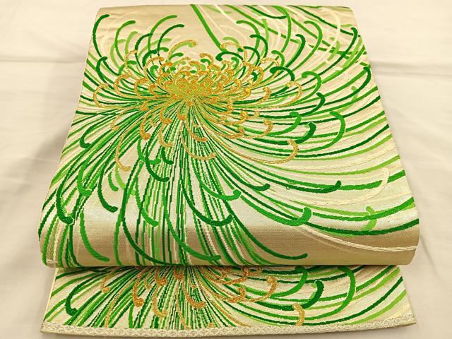 平和屋着物◎六通柄袋帯　唐織　乱菊　金糸　引箔　正絹　逸品　BAAS7570xa