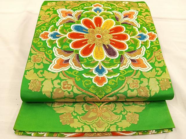 平和屋着物◎六通柄袋帯　唐織　正倉院花文　金銀糸　正絹　逸品　BAAS7579xa