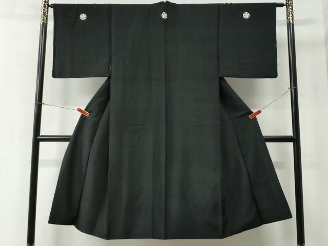 平和屋着物●男性　黒紋付　正絹　逸品　CABB4648yc