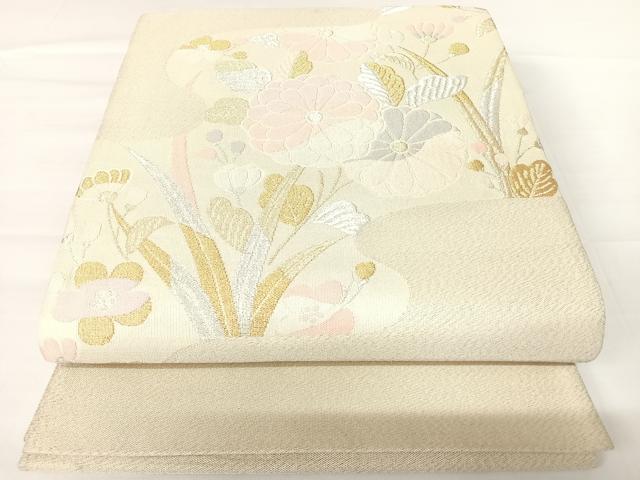Other - 平和屋着物◎綴れ　太鼓柄袋帯　草花文　金銀糸　正絹　逸品　AABA2156yx