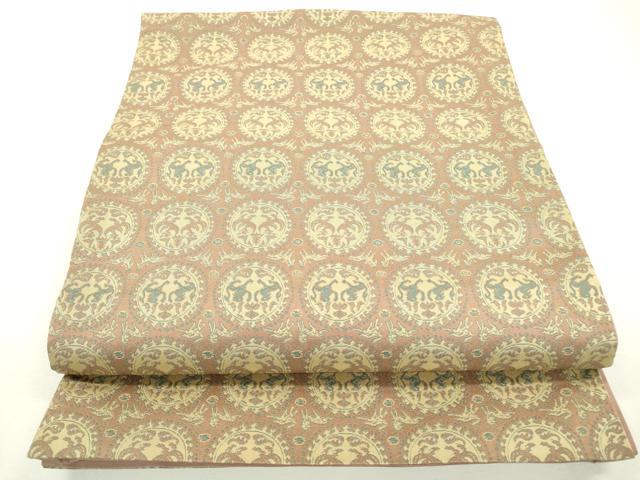 平和屋着物◎全通柄京袋帯　円文白虎朱雀錦　正絹　逸品　DAAW3543fe