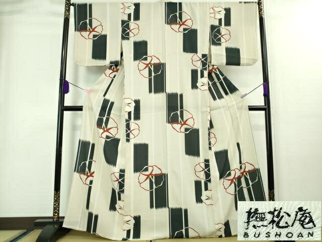 平和屋着物■極上　夏物　撫松庵　セオアルファ　小紋・浴衣兼用　椿　灰白色地　逸品　DZAA7690kh5