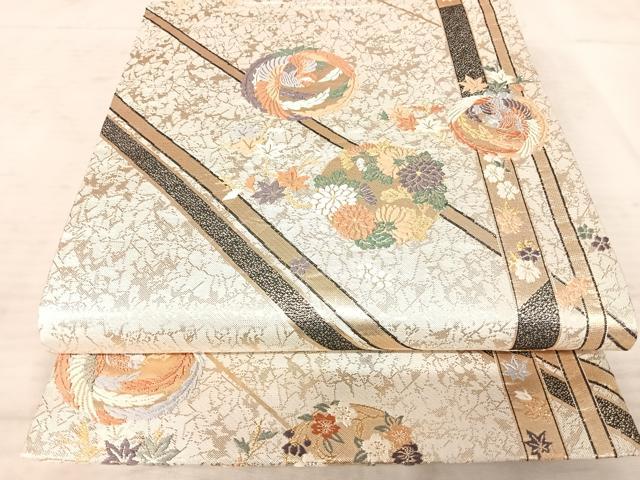 平和屋着物◎六通柄袋帯　唐織　鳳凰花文　金糸　正絹　逸品　AAAY8495yx