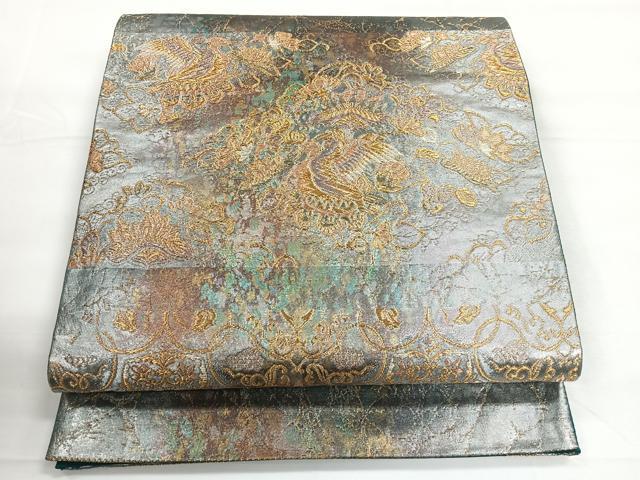 平和屋着物◎六通柄袋帯　花鳥文　金銀糸　正絹　逸品　CABG1398nb
